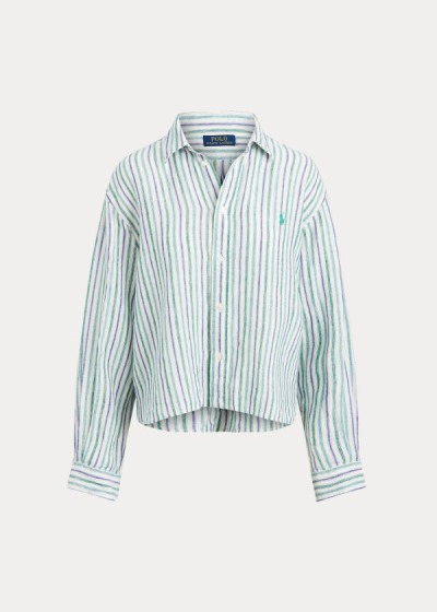 Women's Polo Ralph Lauren Striped Linen Shirts | 547029YLS